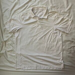 Lululemon Mens XL White Short Sleeve Activewear Athletic Golf Polo Shirt